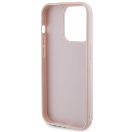 Guess iPhone 15 Pro - Quilted Metal Logo Θήκη με Επένδυση Συνθετικού Δέρματος - Pink - GUHCP15LPSQSQSP
