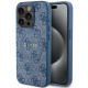 Guess iPhone 15 Pro - 4G Collection Leather Metal Logo MagSafe Θήκη με Επένδυση Συνθετικού Δέρματος και MagSafe - Blue - GUHMP15LG4GFRB