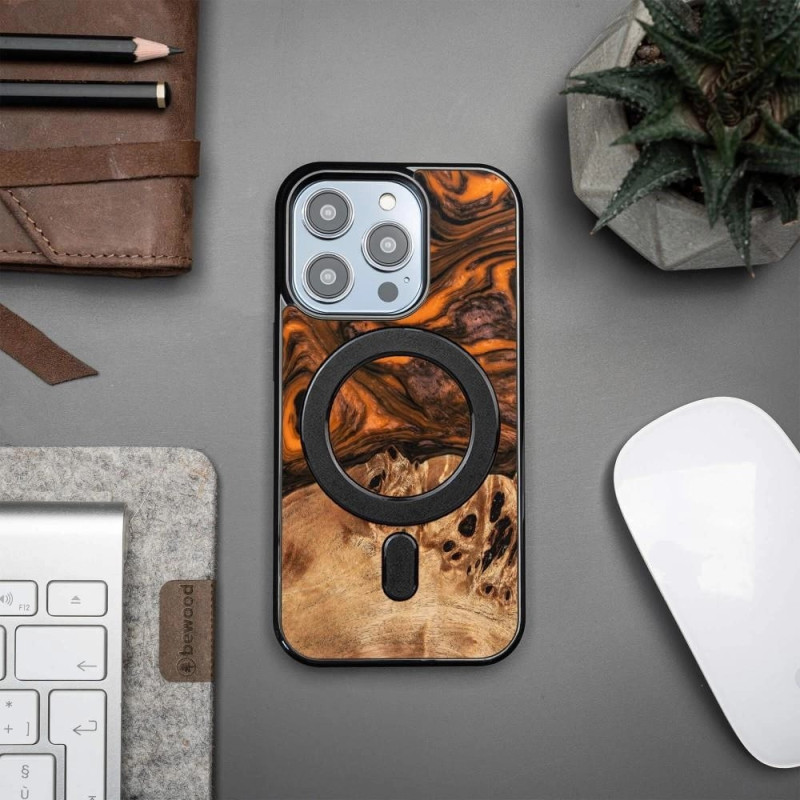 Bewood iPhone 15 Pro Unique Σκληρή Θήκη με Πλαίσιο Σιλικόνης και MagSafe - Orange / Black Bewood iPhone 15 Pro Unique Σκληρή Θήκη με Πλαίσιο Σιλικόνης και MagSafe - Orange / Black