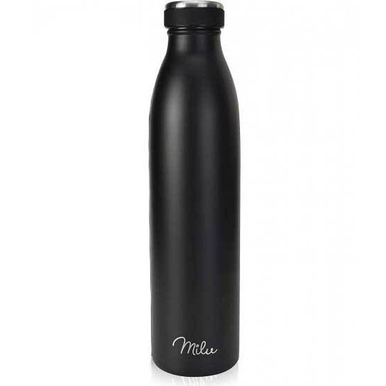Milu T5 Stainless Steel Μπουκάλι Θερμός από Ανοξείδωτο Ατσάλι για Ζεστά και Κρύα Ροφήματα - 1000ml - Black Matt