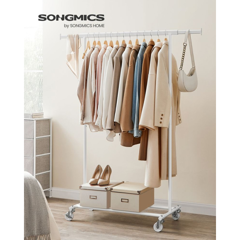 SONGMICS Τροχήλατη Επεκτεινόμενη Κρεμάστρα Δαπέδου - Ράγα Ρούχων - Classic White - HSR013W01 SONGMICS Τροχήλατη Επεκτεινόμενη Κρεμάστρα Δαπέδου - Ράγα Ρούχων - Classic White - HSR013W01