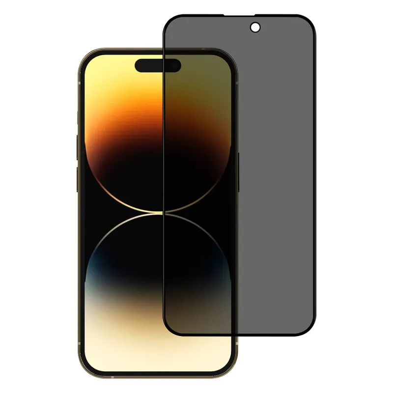 TUNIQ iPhone 14 Pro - Privacy Προστασία Οθόνης - Full Screen Αντιχαρακτικό Γυαλί Tempered Glass - Μαύρο