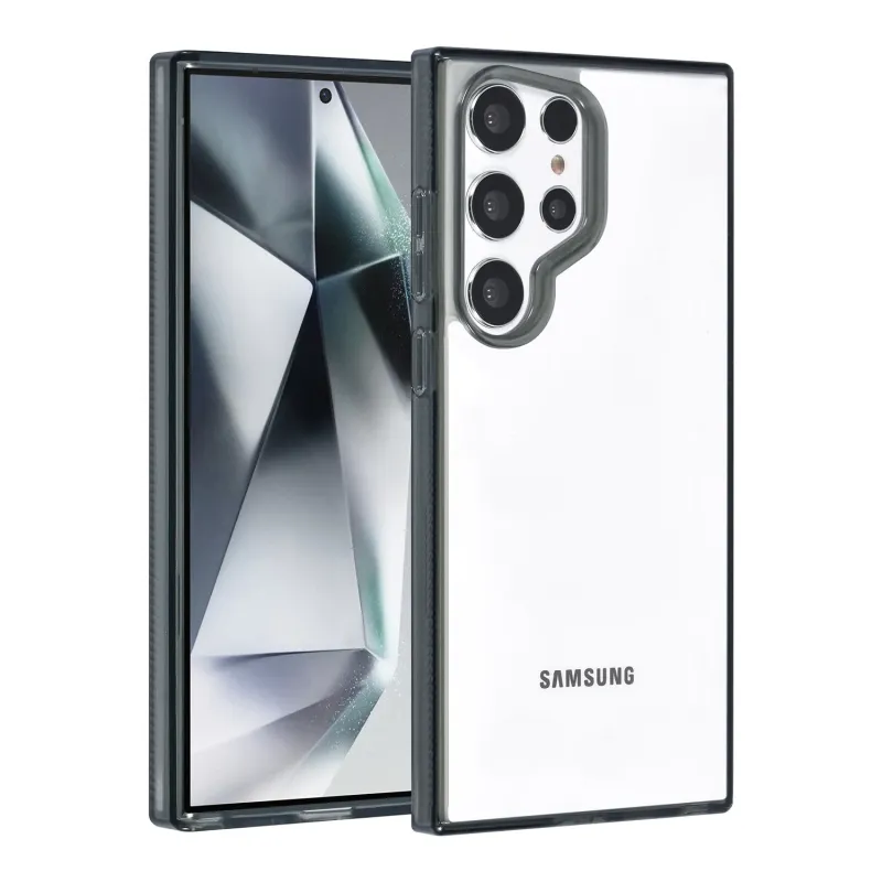 TUNIQ Samsung Galaxy S24 Ultra - Σκληρή Θήκη με Πλαίσιο Σιλικόνης - Ημιδιάφανο Μαύρο / Διάφανο