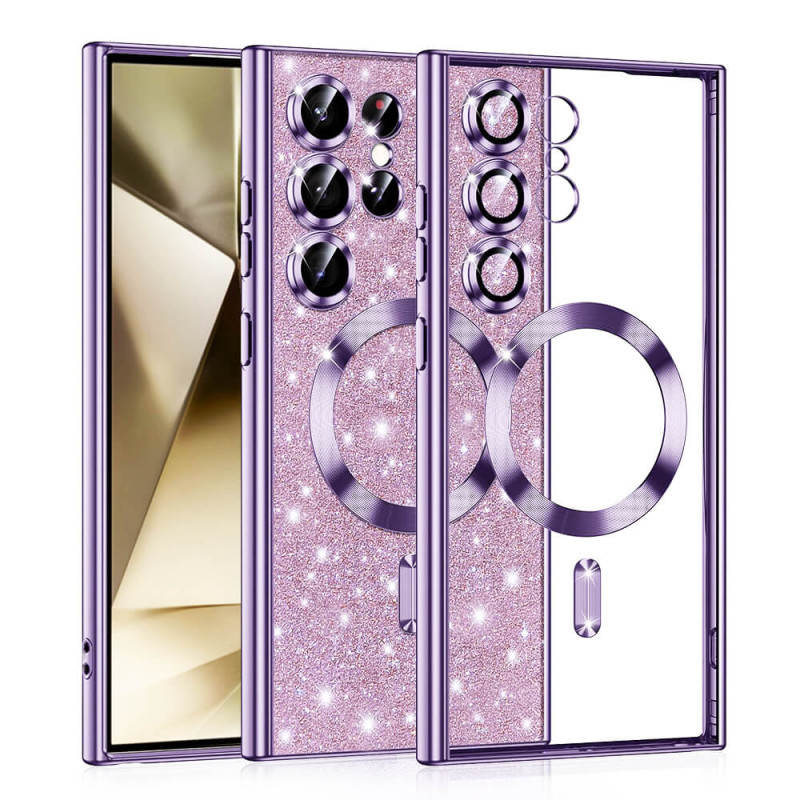 Techsuit Samsung Galaxy S24 Ultra - MagSafe - Luxury Glitter - Θήκη Σιλικόνης - Light Purple