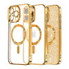 Techsuit iPhone 15 Pro Max - MagSafe - Luxury Glitter - Θήκη Σιλικόνης - Gold