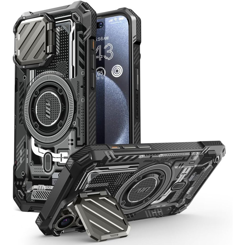 Supcase iPhone 15 Pro Max - Unicorn Beetle XT MagSafe - Σκληρή Θήκη με Προστασία Οθόνης / Καμερών και Stand - Black Circuit
