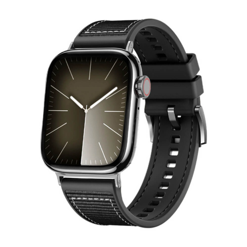 Techsuit Λουράκι Apple Watch 4 / 5 / 6 / 7 / 8 / 9 / 10 / SE / ULTRA 1 / ULTRA 2 - 44 / 45 / 46 / 49 mm Watchband Σιλικόνης W051 - Black