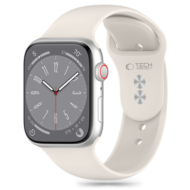 Tech-Protect Λουράκι Apple Watch 4 / 5 / 6 / 7 / 8 / 9 / 10 / SE / ULTRA 1 / ULTRA 2 - 44 / 45 / 46 / 49 mm Silicone Σιλικόνης - Starlight