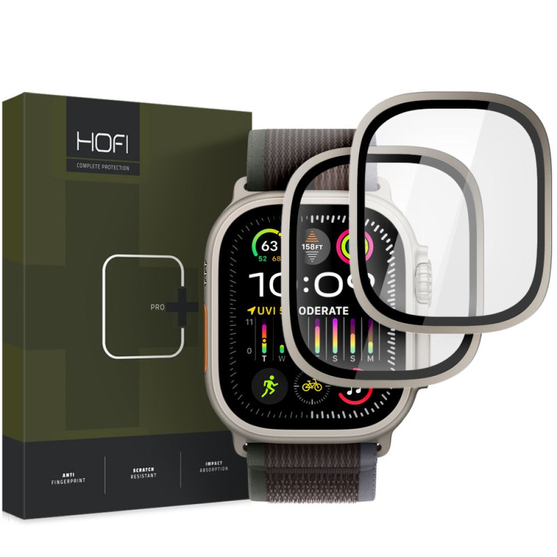 Hofi Προστασία Οθόνης Apple Watch Ultra / Ultra 2 - 49mm - Glass Ring 9H Screen Αντιχαρακτικό Γυαλί Οθόνης - 2 Τεμάχια - Titanium