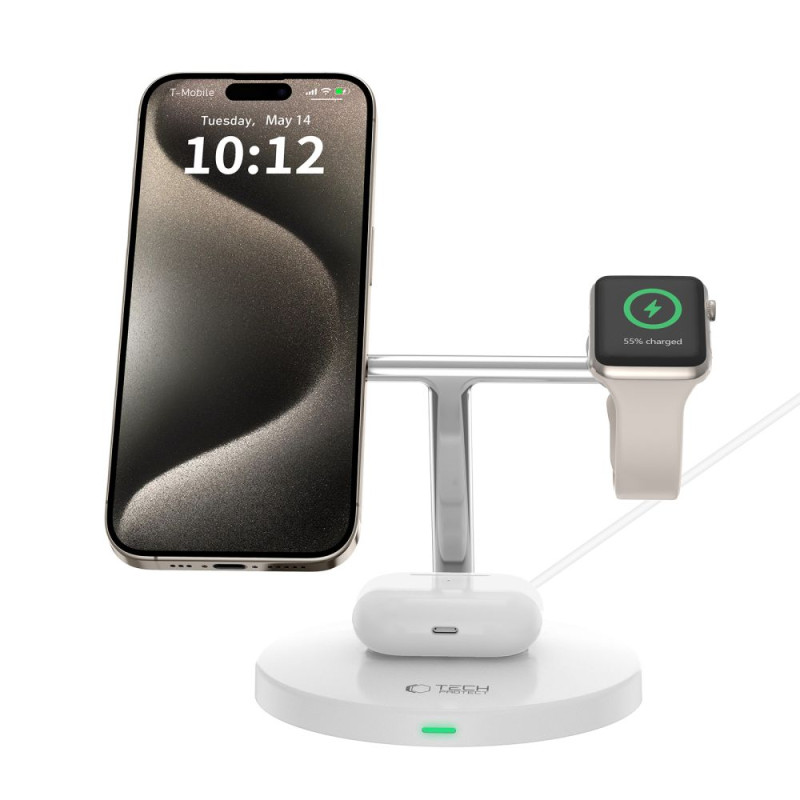 Tech-Protect A35 3in1 Ασύρματος Μαγνητικός Φορτιστής MagSafe 15W - White Tech-Protect A35 3in1 Ασύρματος Μαγνητικός Φορτιστής MagSafe 15W - White