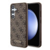 Guess Samsung Galaxy A35 5G - 4G Metal Gold Logo - Σκληρή Θήκη με Επένδυση Συνθετικού Δέρματος - Brown - GUOHCSA35G4GFBR