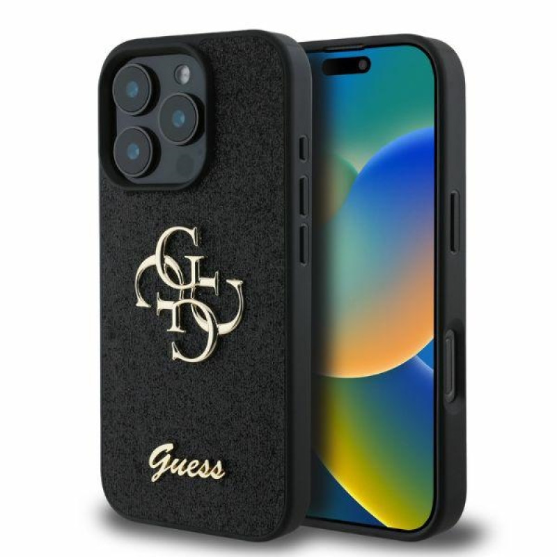 Guess iPhone 16 Pro Max - Fixed Glitter Big 4G - Σκληρή Θήκη με Πλαίσιο Σιλικόνης - Black - GUHCP16XHG4SGK Guess iPhone 16 Pro Max - Fixed Glitter Big 4G - Σκληρή Θήκη με Πλαίσιο Σιλικόνης - Black - GUHCP16XHG4SGK
