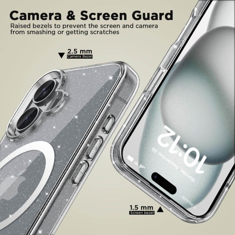 Tech-Protect iPhone 16 Flexair Hybrid MagSafe Σκληρή Θήκη με Πλαίσιο Σιλικόνης και MagSafe - Glitter Clear Tech-Protect iPhone 16 Flexair Hybrid MagSafe Σκληρή Θήκη με Πλαίσιο Σιλικόνης και MagSafe - Glitter Clear