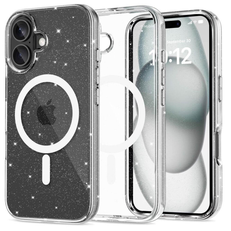 Tech-Protect iPhone 16 Flexair Hybrid MagSafe Σκληρή Θήκη με Πλαίσιο Σιλικόνης και MagSafe - Glitter Clear Tech-Protect iPhone 16 Flexair Hybrid MagSafe Σκληρή Θήκη με Πλαίσιο Σιλικόνης και MagSafe - Glitter Clear