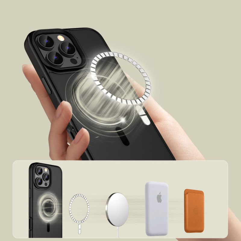 Tech-Protect iPhone 16 Pro Max MagMat Σκληρή Θήκη με Πλαίσιο Σιλικόνης και MagSafe - Matte Black / Ημιδιάφανη Tech-Protect iPhone 16 Pro Max MagMat Σκληρή Θήκη με Πλαίσιο Σιλικόνης και MagSafe - Matte Black / Ημιδιάφανη