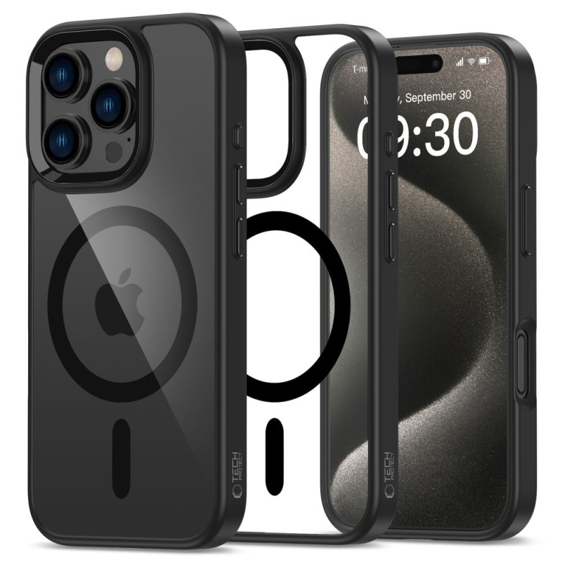 Tech-Protect iPhone 16 Pro MagMat Σκληρή Θήκη με Πλαίσιο Σιλικόνης και MagSafe - Black / Clear Tech-Protect iPhone 16 Pro MagMat Σκληρή Θήκη με Πλαίσιο Σιλικόνης και MagSafe - Black / Clear