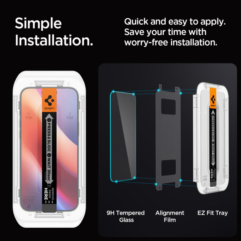 Spigen iPhone 16 Pro Max Glas.TR EZ Fit 0.58mm 2.5D 9H Tempered Glass Αντιχαρακτικό Γυαλί Οθόνης - Clear - AGL07914 Spigen iPhone 16 Pro Max Glas.TR EZ Fit 0.58mm 2.5D 9H Tempered Glass Αντιχαρακτικό Γυαλί Οθόνης - Clear - AGL07914