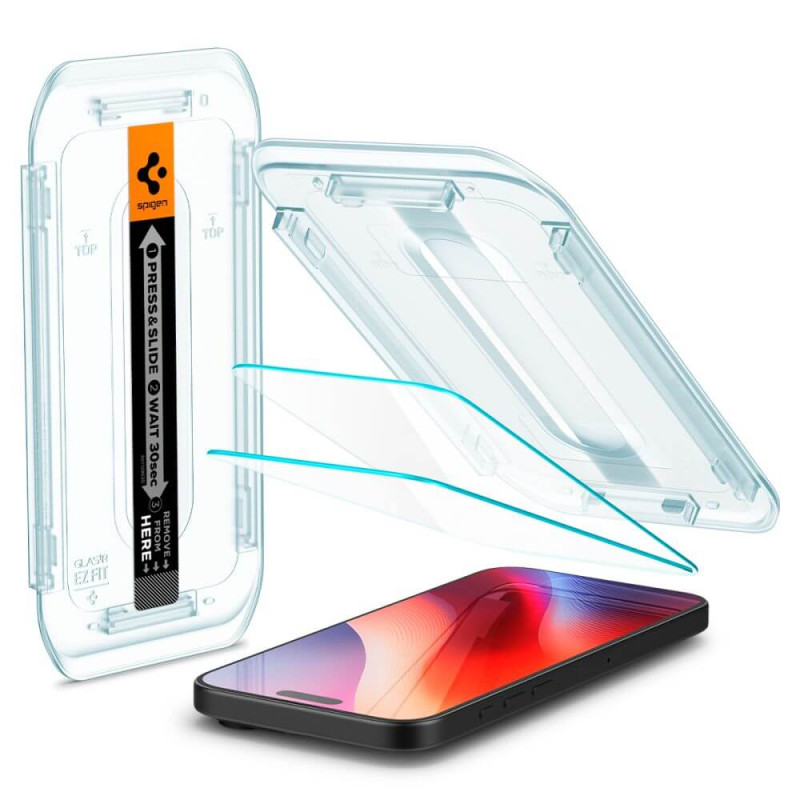 Spigen iPhone 16 Pro Glas.TR EZ Fit 0.58mm 2.5D 9H Tempered Glass Αντιχαρακτικό Γυαλί Οθόνης - 2 Τεμάχια - Clear - AGL07928 Spigen iPhone 16 Pro Glas.TR EZ Fit 0.58mm 2.5D 9H Tempered Glass Αντιχαρακτικό Γυαλί Οθόνης - 2 Τεμάχια - Clear - AGL07928