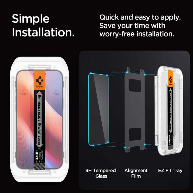 Spigen iPhone 16 Pro Glas.TR EZ Fit 0.58mm 2.5D 9H Tempered Glass Αντιχαρακτικό Γυαλί Οθόνης - 2 Τεμάχια - Clear - AGL07928 Spigen iPhone 16 Pro Glas.TR EZ Fit 0.58mm 2.5D 9H Tempered Glass Αντιχαρακτικό Γυαλί Οθόνης - 2 Τεμάχια - Clear - AGL07928
