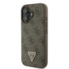 Guess iPhone 16 - Leather Metal Logo Strass Crossbody - Θήκη με Επένδυση Συνθετικού Δέρματος και Λουράκι - Brown - GUHCP16SP4TDSCPW