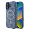 Guess iPhone 16 Plus - 4G Ring Classic Logo - MagSafe Θήκη με Επένδυση Συνθετικού Δέρματος - Blue - GUHMP16MG4GFRB