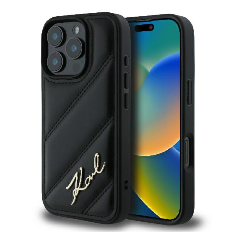Karl Lagerfeld iPhone 16 Pro Max - Quilted Signature - Θήκη με Επένδυση Συνθετικού Δέρματος - Black - KLHCP16XPQDSMGK Karl Lagerfeld iPhone 16 Pro Max - Quilted Signature - Θήκη με Επένδυση Συνθετικού Δέρματος - Black - KLHCP16XPQDSMGK