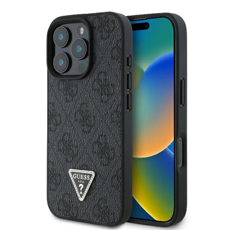 Guess iPhone 16 Pro Max - Leather 4G Triangle Strass - Θήκη με Επένδυση Συνθετικού Δέρματος - Black - GUHCP16XP4TDPK Guess iPhone 16 Pro Max - Leather 4G Triangle Strass - Θήκη με Επένδυση Συνθετικού Δέρματος - Black - GUHCP16XP4TDPK
