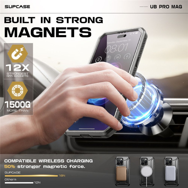 Supcase iPhone 16 Pro - UB Pro Mag Σκληρή Θήκη με Προστασία Οθόνης και Stand με MagSafe - Black Supcase iPhone 16 Pro - UB Pro Mag Σκληρή Θήκη με Προστασία Οθόνης και Stand με MagSafe - Black