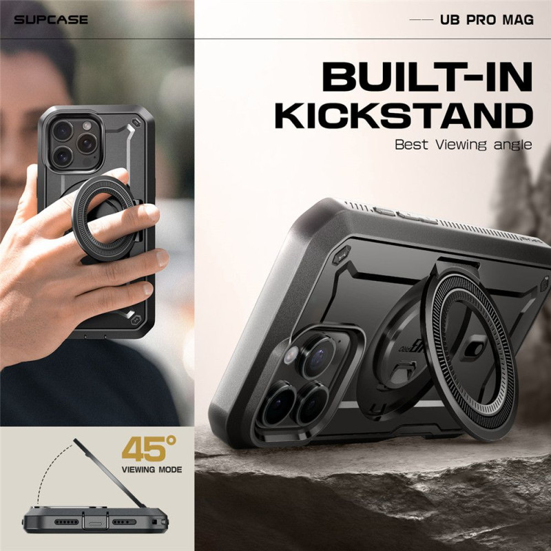 Supcase iPhone 16 Pro - UB Pro Mag Σκληρή Θήκη με Προστασία Οθόνης και Stand με MagSafe - Black Supcase iPhone 16 Pro - UB Pro Mag Σκληρή Θήκη με Προστασία Οθόνης και Stand με MagSafe - Black