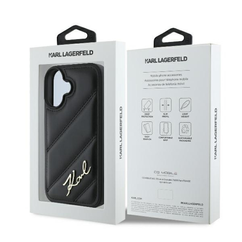 Karl Lagerfeld iPhone 16 - Quilted Signature - Θήκη με Επένδυση Συνθετικού Δέρματος - Black - KLHCP16SPQDSMGK Karl Lagerfeld iPhone 16 - Quilted Signature - Θήκη με Επένδυση Συνθετικού Δέρματος - Black - KLHCP16SPQDSMGK