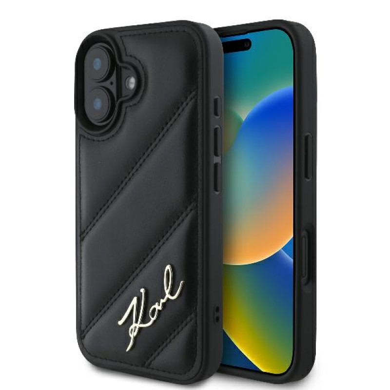 Karl Lagerfeld iPhone 16 - Quilted Signature - Θήκη με Επένδυση Συνθετικού Δέρματος - Black - KLHCP16SPQDSMGK Karl Lagerfeld iPhone 16 - Quilted Signature - Θήκη με Επένδυση Συνθετικού Δέρματος - Black - KLHCP16SPQDSMGK