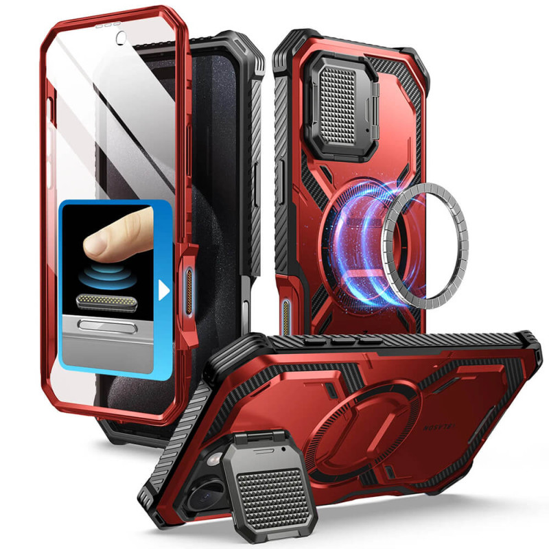 Supcase iPhone 16 Pro Max Armorbox MagSafe Σκληρή Θήκη με Προστασία Οθόνης και Κάλυμμα Κάμερας / Stand - Red Supcase iPhone 16 Pro Max Armorbox MagSafe Σκληρή Θήκη με Προστασία Οθόνης και Κάλυμμα Κάμερας / Stand - Red
