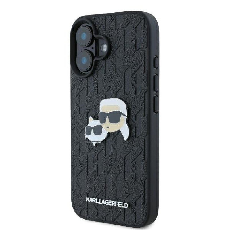 Karl Lagerfeld iPhone 16 Plus - Monogram Karl and Choupette Head Pin Σκληρή Θήκη με Επένδυση Συνθετικού Δέρματος - Black - KLHCP16MPGKLKCPK Karl Lagerfeld iPhone 16 Plus - Monogram Karl and Choupette Head Pin Σκληρή Θήκη με Επένδυση Συνθετικού Δέρματος - Black - KLHCP16MPGKLKCPK