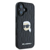 Karl Lagerfeld iPhone 16 - Monogram Karl Head Pin Σκληρή Θήκη με Επένδυση Συνθετικού Δέρματος  - Black - KLHCP16SPGKLKIPK