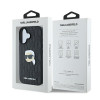 Karl Lagerfeld iPhone 16 - Monogram Karl Head Pin Σκληρή Θήκη με Επένδυση Συνθετικού Δέρματος  - Black - KLHCP16SPGKLKIPK