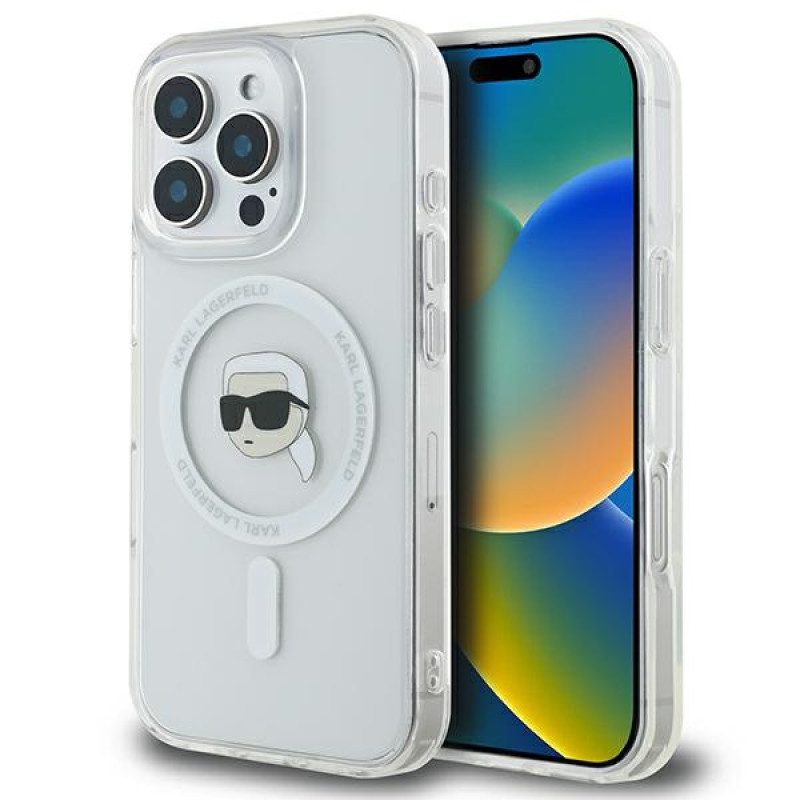 Karl Lagerfeld iPhone 16 Pro - IML Metal Karl Head - Σκληρή Θήκη με Πλαίσιο Σιλικόνης και MagSafe - White - KLHMP16LHLSKIH Karl Lagerfeld iPhone 16 Pro - IML Metal Karl Head - Σκληρή Θήκη με Πλαίσιο Σιλικόνης και MagSafe - White - KLHMP16LHLSKIH