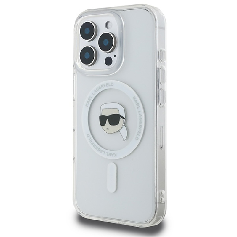 Karl Lagerfeld iPhone 16 Pro - IML Metal Karl Head - Σκληρή Θήκη με Πλαίσιο Σιλικόνης και MagSafe - White - KLHMP16LHLSKIH Karl Lagerfeld iPhone 16 Pro - IML Metal Karl Head - Σκληρή Θήκη με Πλαίσιο Σιλικόνης και MagSafe - White - KLHMP16LHLSKIH