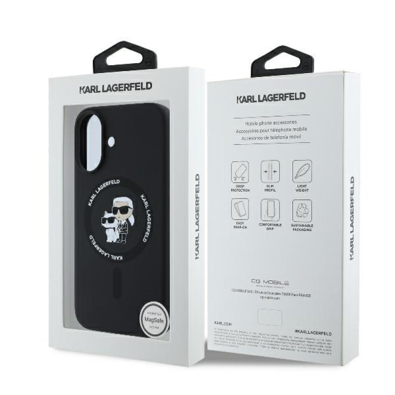 Karl Lagerfeld iPhone 16 Plus - Silicone KC Heads Ring MagSafe - Θήκη Σιλικόνης με MagSafe - Black - KLHMP16MSCMKCRHK Karl Lagerfeld iPhone 16 Plus - Silicone KC Heads Ring MagSafe - Θήκη Σιλικόνης με MagSafe - Black - KLHMP16MSCMKCRHK
