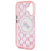 Karl Lagerfeld iPhone 16 - IML Monogram Karl and Choupette Head - MagSafe Σκληρή Θήκη με Πλαίσιο Σιλικόνης - Pink - KLHMP16SHMCKMHP