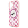 Karl Lagerfeld iPhone 16 - IML Monogram Karl and Choupette Head - MagSafe Σκληρή Θήκη με Πλαίσιο Σιλικόνης - Pink - KLHMP16SHMCKMHP