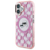 Karl Lagerfeld iPhone 16 - IML Monogram Karl and Choupette Head - MagSafe Σκληρή Θήκη με Πλαίσιο Σιλικόνης - Pink - KLHMP16SHMCKMHP
