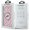 Karl Lagerfeld iPhone 16 - IML Monogram Karl and Choupette Head - MagSafe Σκληρή Θήκη με Πλαίσιο Σιλικόνης - Pink - KLHMP16SHMCKMHP