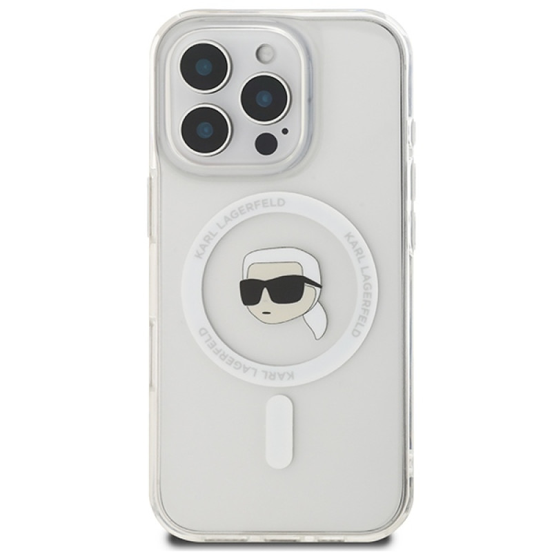 Karl Lagerfeld iPhone 16 Pro Max - IML Metal Karl Head - MagSafe Σκληρή Θήκη με Πλαίσιο Σιλικόνης - White - KLHMP16XHLSKIH Karl Lagerfeld iPhone 16 Pro Max - IML Metal Karl Head - MagSafe Σκληρή Θήκη με Πλαίσιο Σιλικόνης - White - KLHMP16XHLSKIH