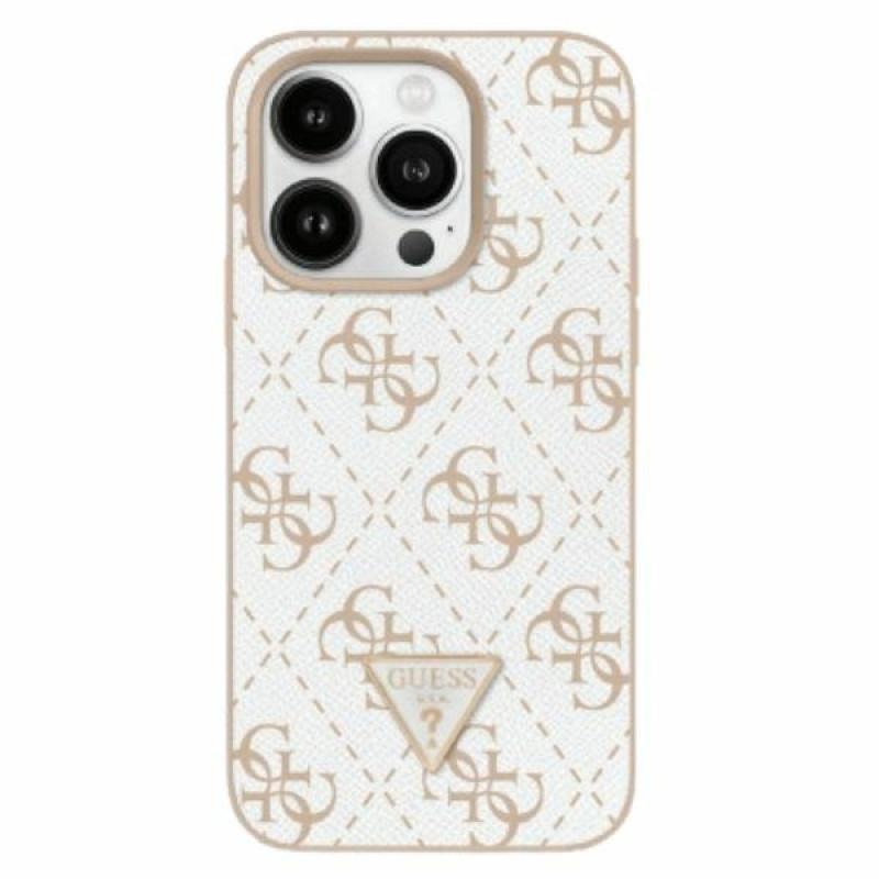 Guess iPhone 16 Pro - New 4G Triangle - Θήκη με Επένδυση Συνθετικού Δέρματος - White - GUHCP16LPG4GPH