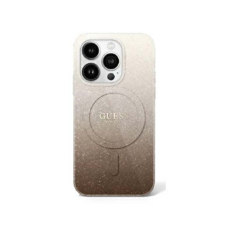 Guess iPhone 16 Pro - IML Glitter Gradient - MagSafe Σκληρή Θήκη με Πλαίσιο Σιλικόνης - Brown - GUHMP16LHGRCELW