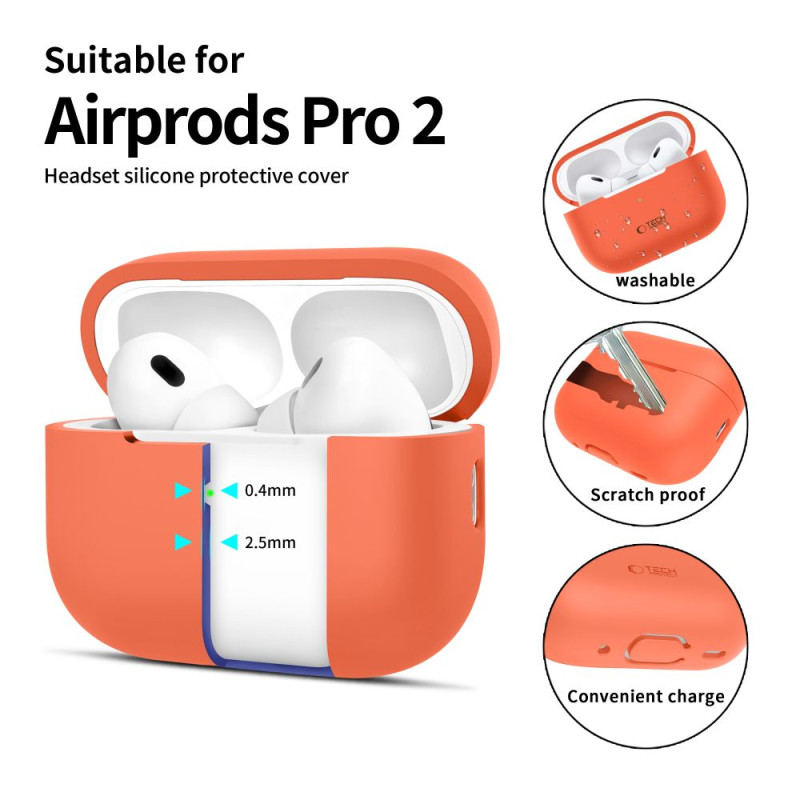 TECH-PROTECT AirPods Pro 1 / 2 Θήκη Σιλικόνης - Silicone - Neon Orange TECH-PROTECT AirPods Pro 1 / 2 Θήκη Σιλικόνης - Silicone - Neon Orange