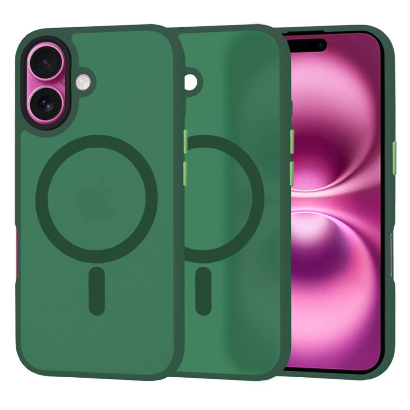 Techsuit iPhone 16 Plus - HaloFrost Series MagSafe - Σκληρή Θήκη με Πλαίσιο Σιλικόνης - Midnight Green