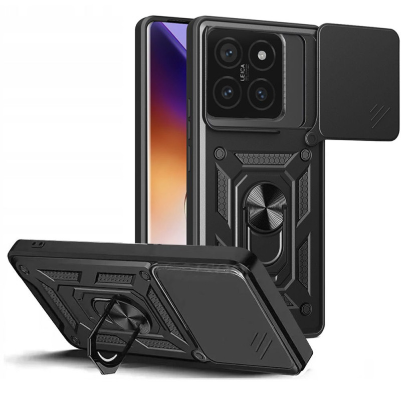 Tech-Protect Xiaomi Redmi 14T Pro Camshield Pro Σκληρή Θήκη με Πλαίσιο Σιλικόνης και Δαχτυλίδι Συγκράτησης - Black