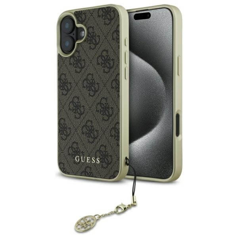 Guess iPhone 16 Plus - 4G Charms Collection - Θήκη με Επένδυση Συνθετικού Δέρματος - Brown - GUHCP16MGF4GBR