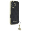 Guess iPhone 16 Plus - 4G Charms Collection - Θήκη με Επένδυση Συνθετικού Δέρματος - Black - GUHCP16MGF4GGR